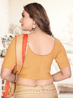 Load image into Gallery viewer, Women's Gold Lycra Stretchable Saree Blouse with Stylish Dot Pattern & Half Sleeves