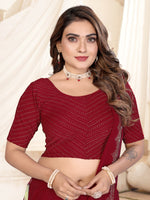 Load image into Gallery viewer, Elegant Maroon Foil Dotted Readymade Saree Blouse
