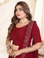 Load image into Gallery viewer, Elegant Maroon Foil Dotted Readymade Saree Blouse