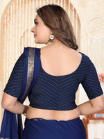 Load image into Gallery viewer, Graceful Navy Blue Foil Dotted Readymade Saree Blouse