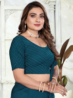 Load image into Gallery viewer, Women's Teal Lycra Stitched Saree Blouse – Ready Made & Ready to Wear