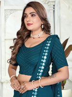 Load image into Gallery viewer, Women's Teal Lycra Stitched Saree Blouse – Ready Made & Ready to Wear