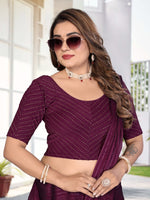Load image into Gallery viewer, Women's Wine Lycra Stitched Saree Blouse – Ready Made & Ready to Wear