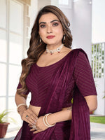 Load image into Gallery viewer, Women's Wine Lycra Stitched Saree Blouse – Ready Made & Ready to Wear