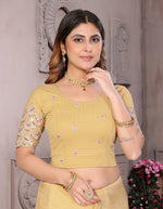 Load image into Gallery viewer, Light Gold Sequins & Embroidered Readymade Saree Blouse