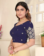 Load image into Gallery viewer, Navy Blue Sequins & Embroidered Readymade Saree Blouse