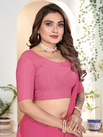 Load image into Gallery viewer, Elegant Baby Pink Lycra Stitched Saree Blouse – Ready Made & Ready to Wear