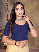 Load image into Gallery viewer, Elegant Navy Textured Pattern Readymade Saree Blouse