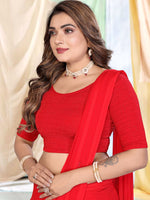 Load image into Gallery viewer, Elegant Red Lycra Stitched Saree Blouse Ready Made & Ready to Wear