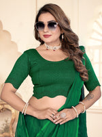 Load image into Gallery viewer, Elegant Green Lycra Blouse with Swarovski Work & Scalloped Detailing