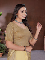 Load image into Gallery viewer, Dark Gold Premium Shimmer Textured Readymade Saree Blouse