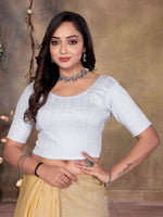 Load image into Gallery viewer, Silver Premium Shimmer Textured Readymade Saree Blouse