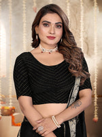 Load image into Gallery viewer, Women’s Black Designer Foil-Dotted Textured Lycra Stretchable Saree Blouse