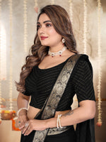 Load image into Gallery viewer, Women’s Black Designer Foil-Dotted Textured Lycra Stretchable Saree Blouse