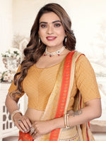 Load image into Gallery viewer, Women's Gold Lycra Stretchable Saree Blouse with Stylish Dot Pattern &amp; Half Sleeves