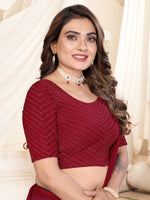 Load image into Gallery viewer, Elegant Maroon Foil Dotted Readymade Saree Blouse