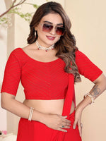 Load image into Gallery viewer, Women's Red Lycra Stitched Saree Blouse Ready Made &amp; Ready to Wear