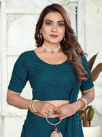 Load image into Gallery viewer, Women's Teal Lycra Stitched Saree Blouse – Ready Made &amp; Ready to Wear