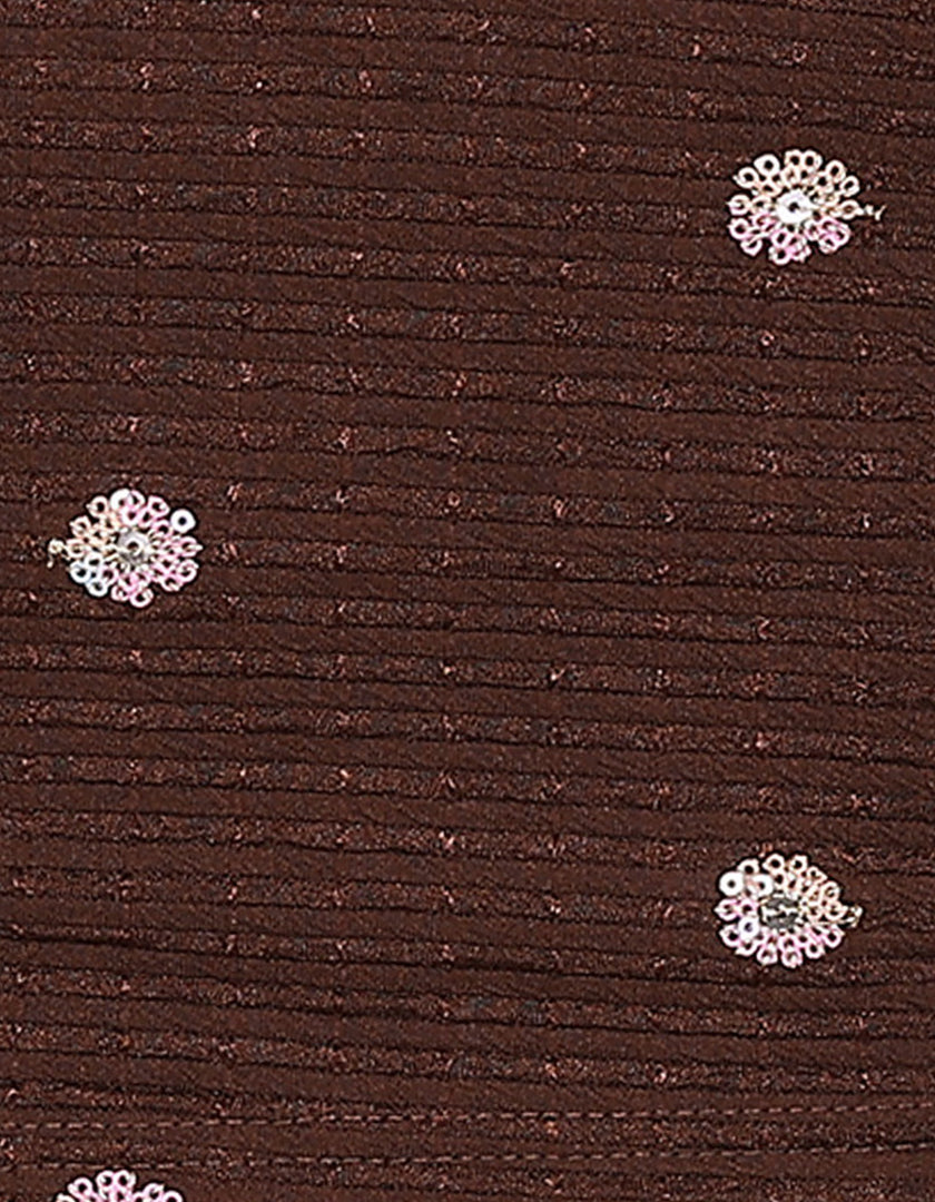 Coffee Sequins & Embroidered Readymade Saree Blouse