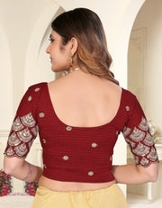 Maroon Sequins & Embroidered Readymade Saree