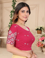 Load image into Gallery viewer, Pink Sequins &amp; Embroidered Readymade Saree Blouse