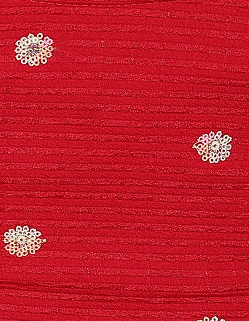 Red Sequins & Embroidered Readymade Saree Blouse