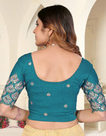 Load image into Gallery viewer, Teal Sequins &amp; Embroidered Readymade Saree Blouse