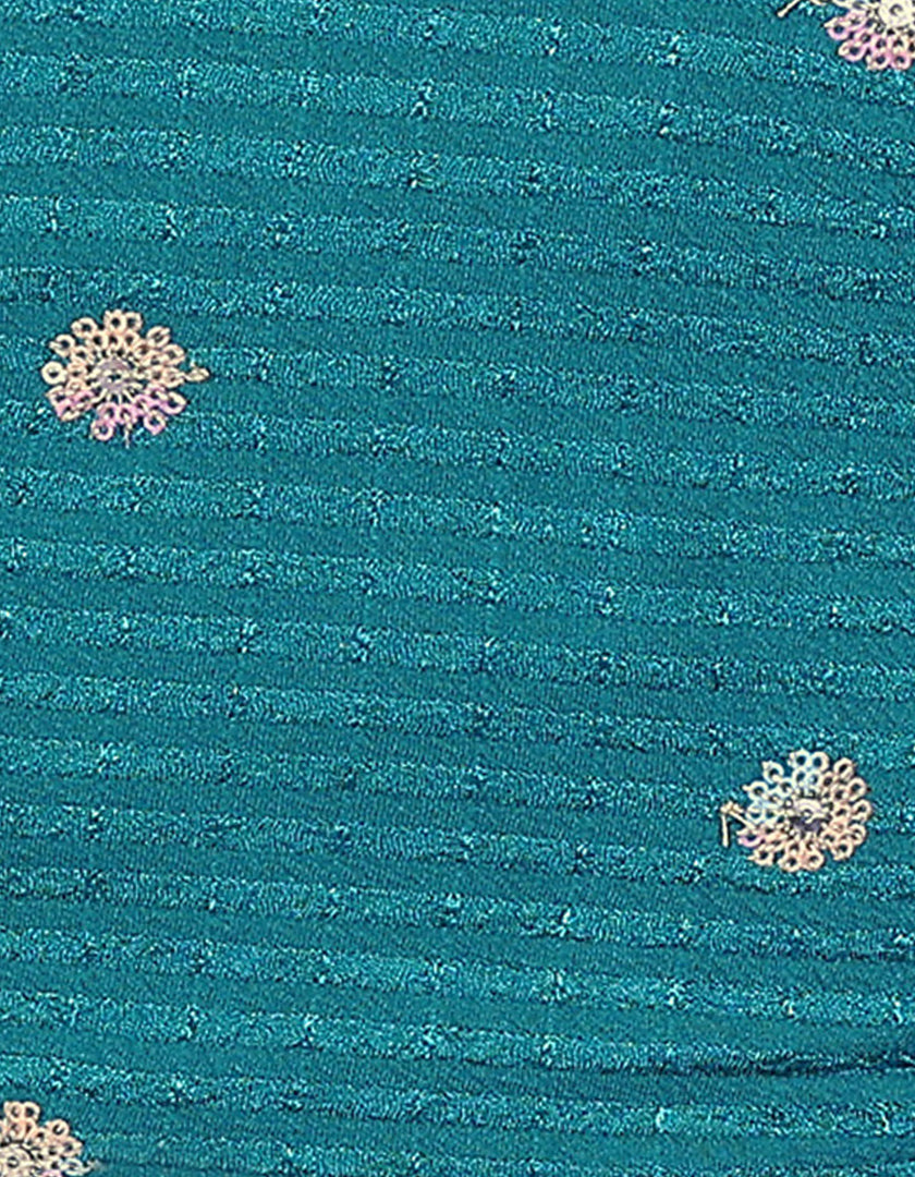 Teal Sequins & Embroidered Readymade Saree Blouse