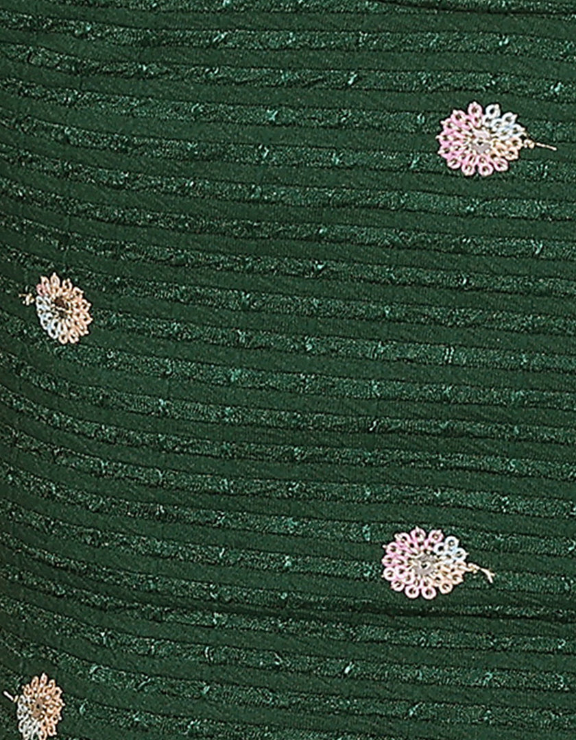 Bottle Green Sequins & Embroidered Readymade Saree Blouse