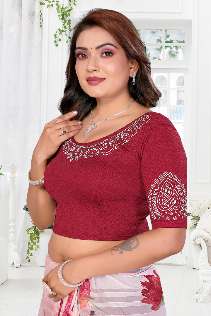 Women's Lycra Stretchable Readymade Saree Blouse
