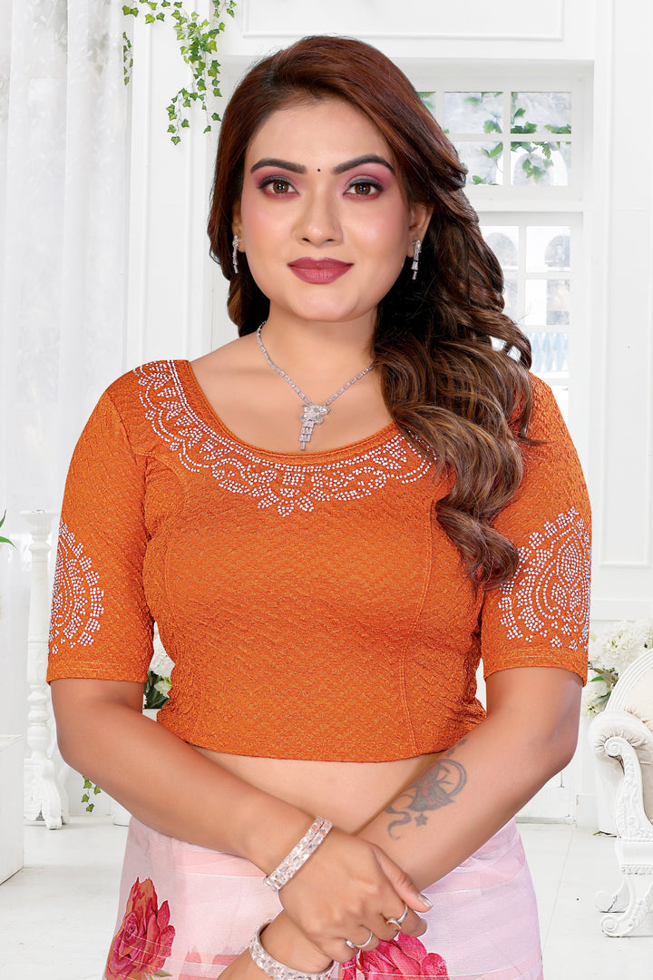 Women's Lycra Stretchable Readymade Saree Blouse