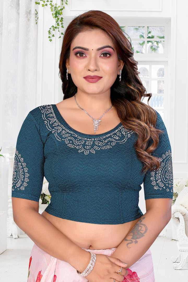 Women's Lycra Stretchable Readymade Saree Blouse