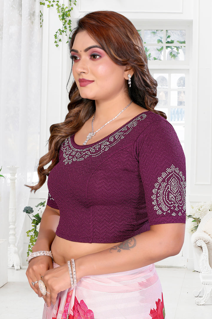 Women's Lycra Stretchable Readymade Saree Blouse
