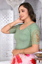 Load image into Gallery viewer, Women's Premium Beads work Lycra Readymade Blouse