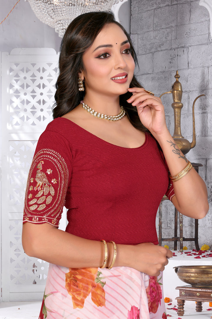 Women's Premium Beads work Lycra Readymade Blouse