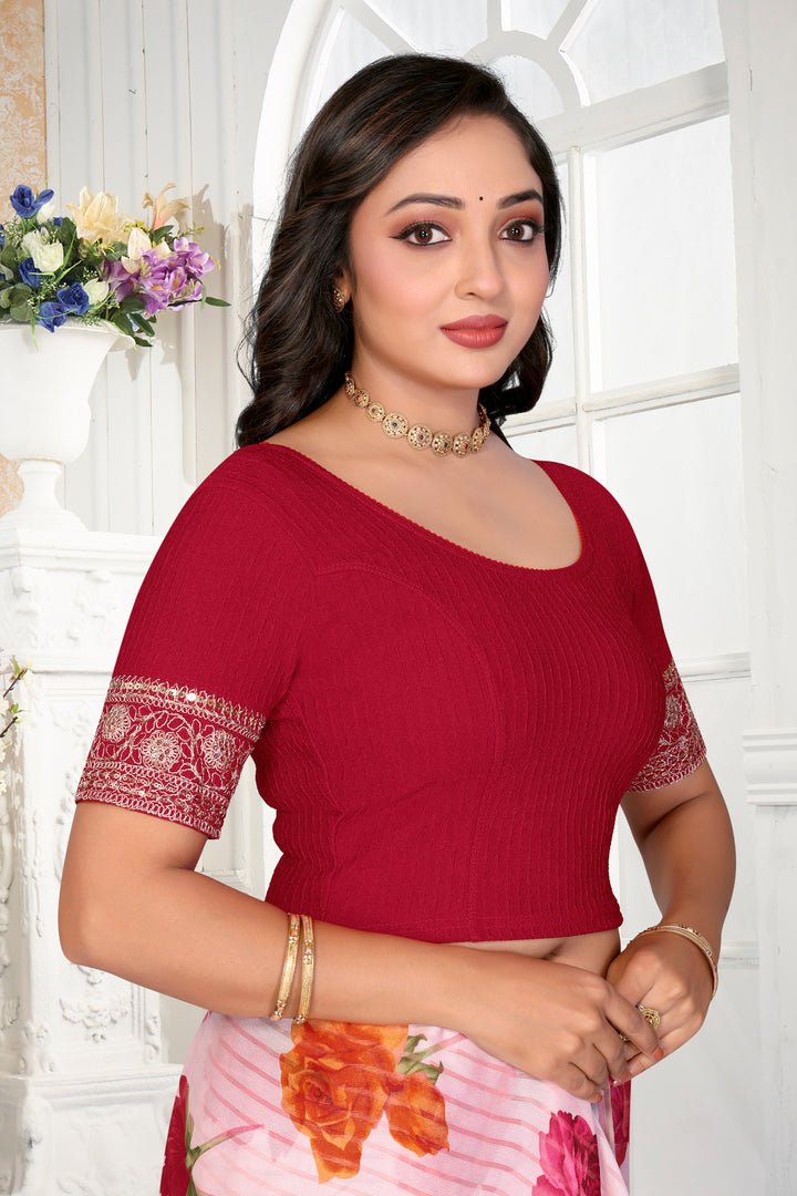 Premium Readymade embroidery work Stylish Lycra Blouse for Women