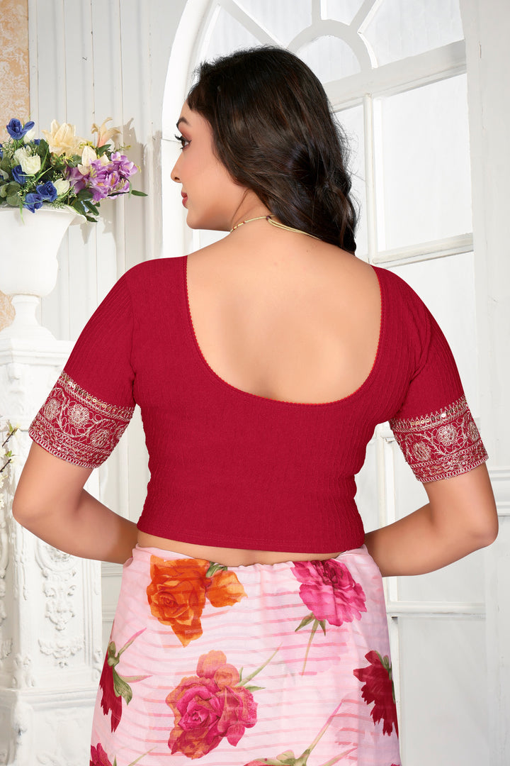 Premium Readymade embroidery work Stylish Lycra Blouse for Women