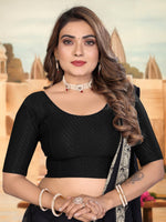 Load image into Gallery viewer, Women's Black Lycra Stitched Saree Blouse – Ready Made &amp; Ready to Wear