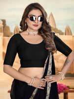Load image into Gallery viewer, Women's Black Lycra Stitched Saree Blouse – Ready Made &amp; Ready to Wear