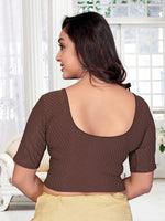 Load image into Gallery viewer, Elegant Coffee Textured Pattern Readymade Saree Blouse