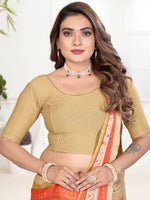 Load image into Gallery viewer, Women's Gold Lycra Stitched Saree Blouse – Ready Made &amp; Ready to Wear