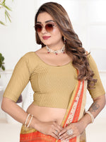 Load image into Gallery viewer, Women's Gold Lycra Stitched Saree Blouse – Ready Made &amp; Ready to Wear