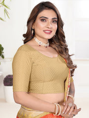 Women's Gold Lycra Stitched Saree Blouse – Ready Made & Ready to Wear