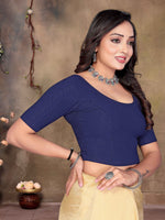 Load image into Gallery viewer, Elegant Navy Textured Pattern Readymade Saree Blouse