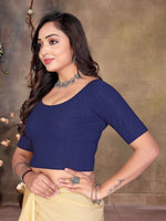 Load image into Gallery viewer, Elegant Navy Textured Pattern Readymade Saree Blouse