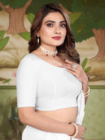 Load image into Gallery viewer, Classic White Textured Pattern Readymade Saree Blouse