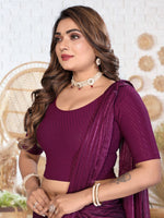 Load image into Gallery viewer, Women's Wine Lycra Stitched Saree Blouse – Ready Made &amp; Ready to Wear
