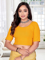 Load image into Gallery viewer, Bright Yellow Textured Pattern Readymade Saree Blouse