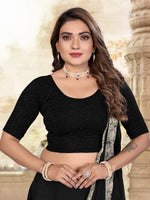 Load image into Gallery viewer, Elegant Black Lycra Stitched Saree Blouse Ready Made &amp; Ready to Wear