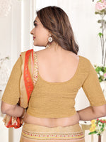 Load image into Gallery viewer, Graceful Golden Lycra Stitched Saree Blouse Ready Made &amp; Ready to Wear
